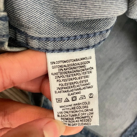 FREE PEOPLE MODERN FEMME LIGHT WASH DENIM JEAN MINI PENCIL SKIRT SZ 6 - Picture 5 of 5